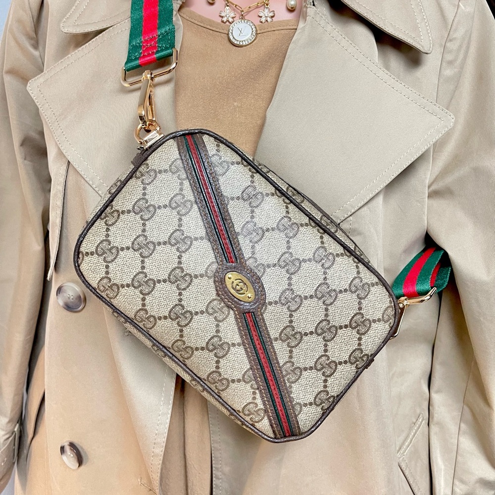 Authentic GUCCI vintage web sherry line crossbody bag 039.904.0190 (KLV01)